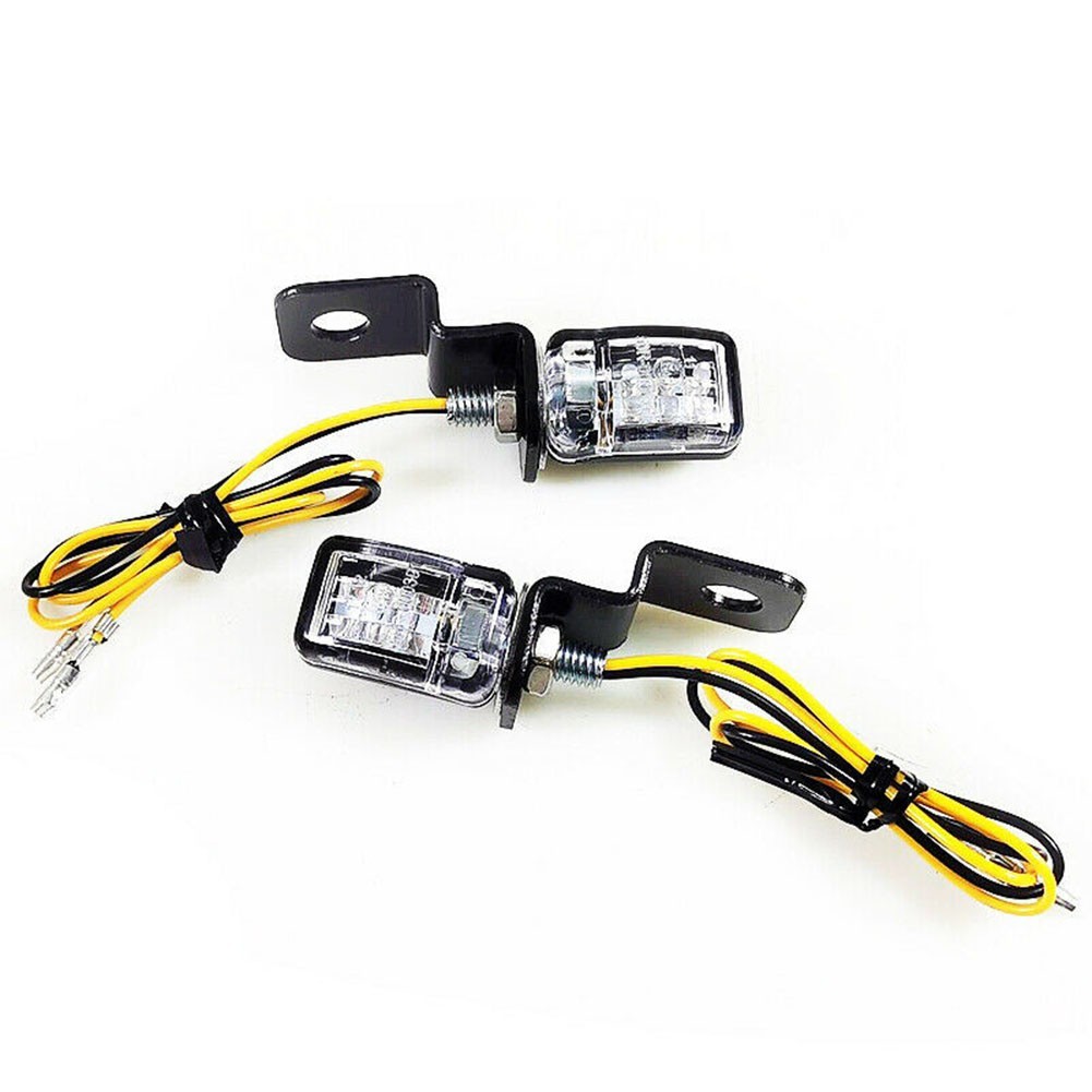 [GADE] LED 2 ชิ้นสําหรับมินิรถจักรยานยนต์ไฟเลี้ยวไฟแสดงสถานะวงเล็บสีดํา