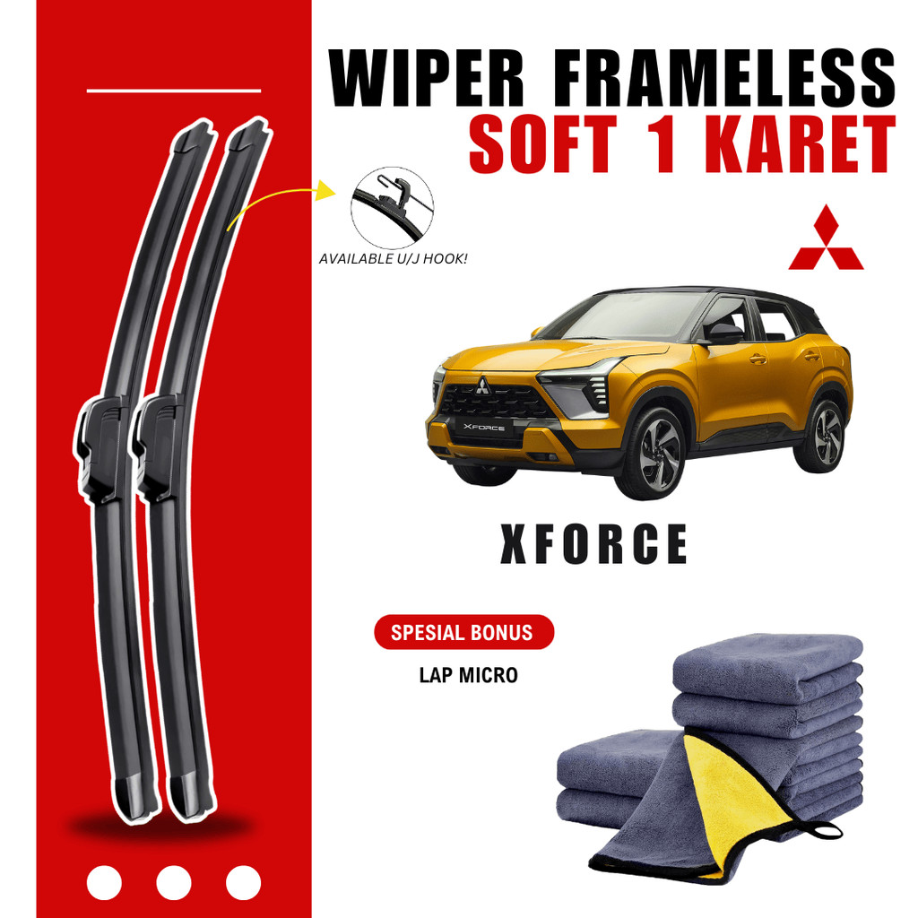 Mitsubishi XForce ที่ปัดน้ําฝนกระจกรถยนต์ไร้กรอบฟรีผ้าไมโครไฟเบอร์
