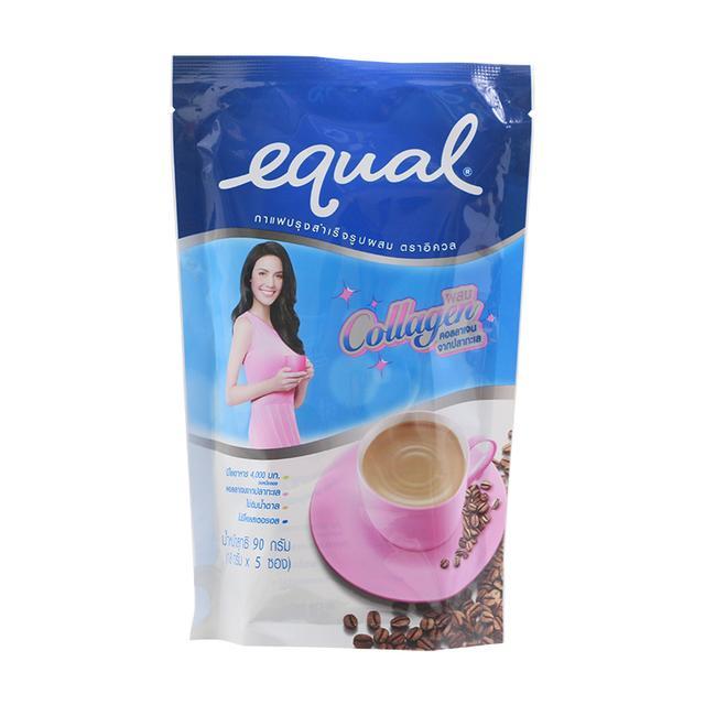 🌷 อิควลกาแฟปรุงสำเร็จรูปผสมคอลลาเจน 90กรัม 5ซอง 🍃 8850186101013 🌻 Equal Coffee Collagen Powder 90g. 