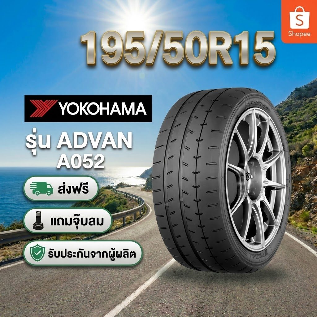 195/50R15 YOKOHAMA ADVAN A052 ยางใหม่ 1 เส้น ปี 2026