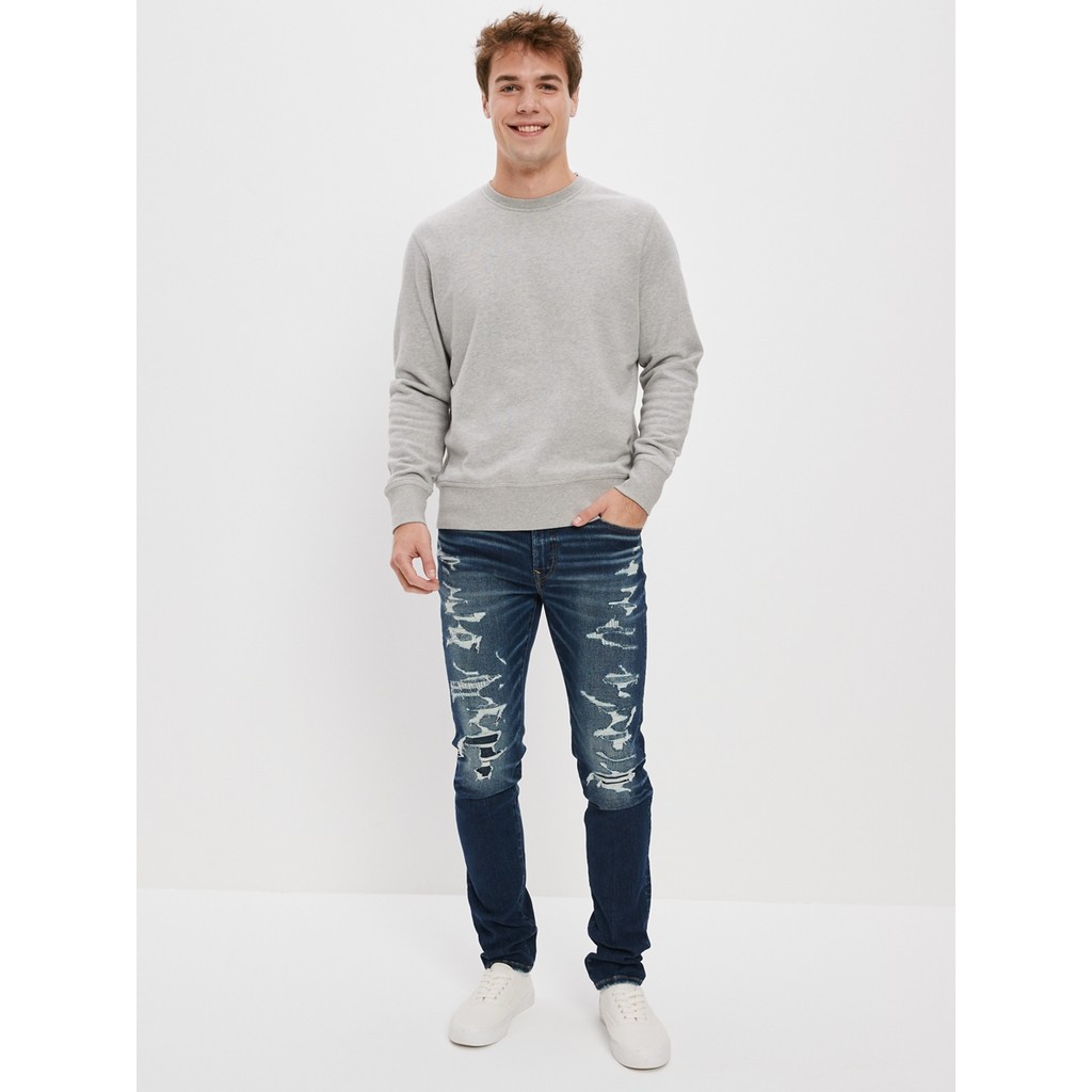 American Eagle กางเกงยีนส์ผู้ชาย DARK MENDED ATHLETIC SKINNY FIT สี DARKNESS FALLS - 011-6410-413