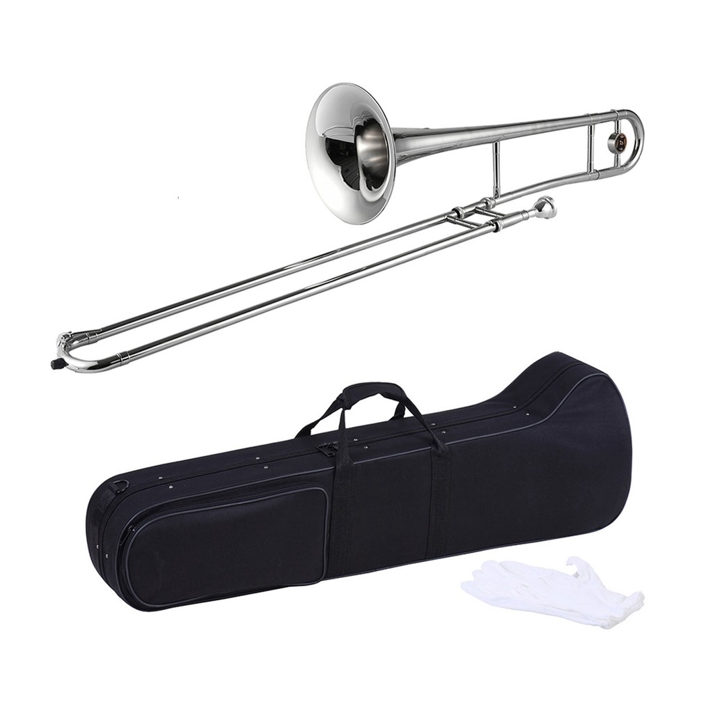 Tenor Trombone Professional Bb Tone Brass Gold Lacquer สําหรับครูเริ่มต้นนักเรียน