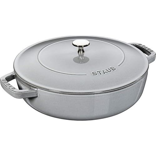 Staub dust Blazer Sotapan gray 28cm large both hands casting Enamel pot Shallow Sukiyaki IH compatib