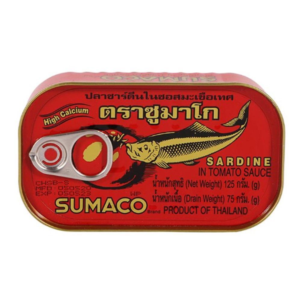 🐙 ซูมาโก ปลาซาร์ดีนในซอสมะเขือเทศ 125กรัม 🐟 SUMACO SARDINE IN TOMATO SAUCE 125 G. 🐞   🐒