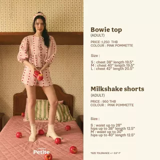 lookbookpetite bowie top (adult) pink pommette เสื้อผู้หญิงแขนตุ๊กตาผูกโบว์ สีแอปเปิ้ล