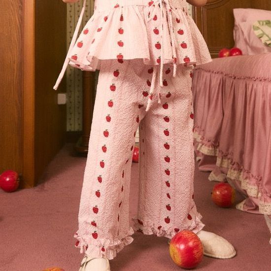 lookbookpetite rosie pants pink pommette กางเกงขายาวเอวยางยืดเด็กผู้หญิง รุ่น Rosie สี pink pommette