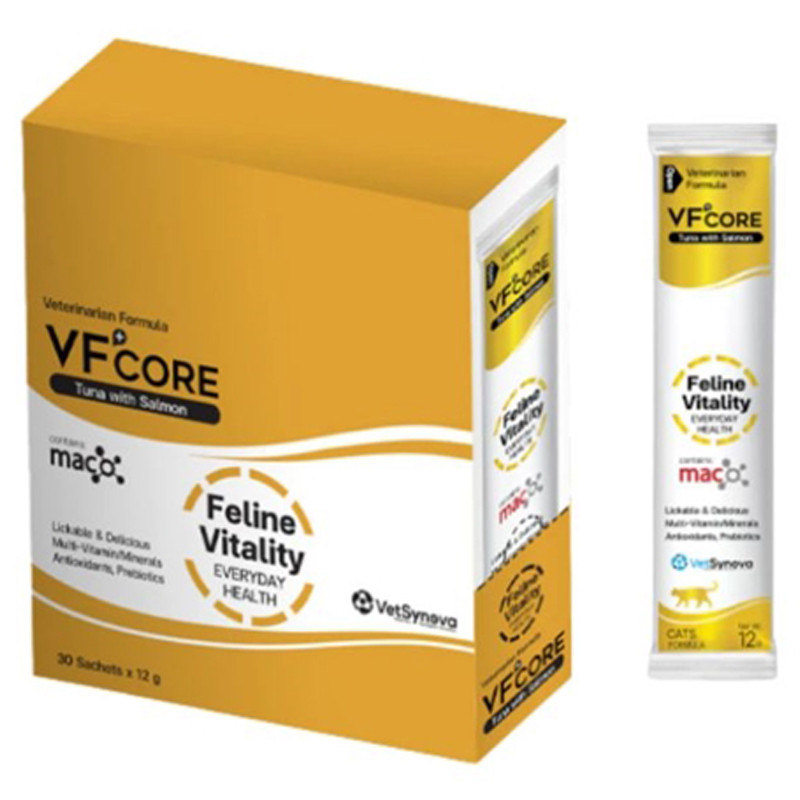 VFcore สีทอง Vitality วิตามินรวม บำรุงข้อต่อ1กล่อง 30 ซอง Feline Vitality Tuna Salmon [หมายเลขบาร์โค