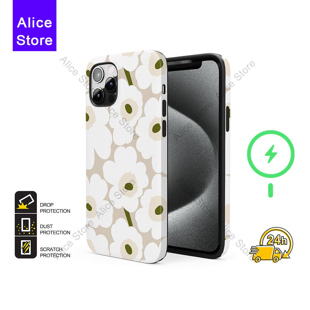 ดอกไม้เคสโทรศัพท์สําหรับ iPhone 17 Pro Max / iPhone 16 Pro Max / 15 Pro Max / 13 เคสป้องกัน M448