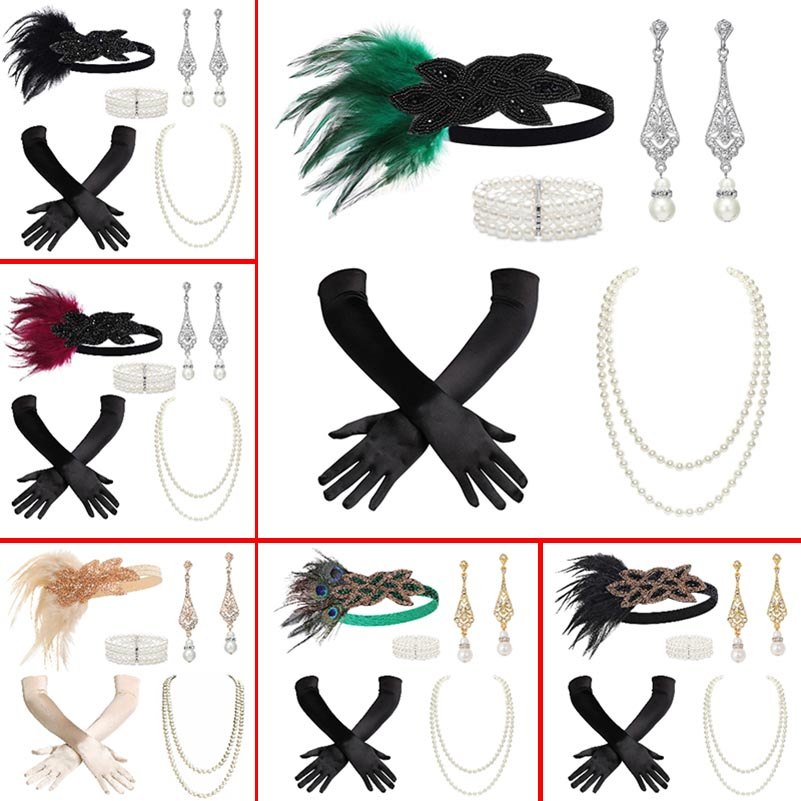 1920s Great Gatsby Accessories Set สําหรับผู้หญิง
