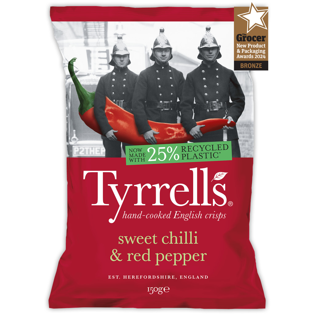 Tyrrells Sweet Chilli & Red Pepper Crisps 150g - ไทเรลล์ มันฝรั่งทอดกรอบ รสพริกหวานและพริกแดง 150กรัม