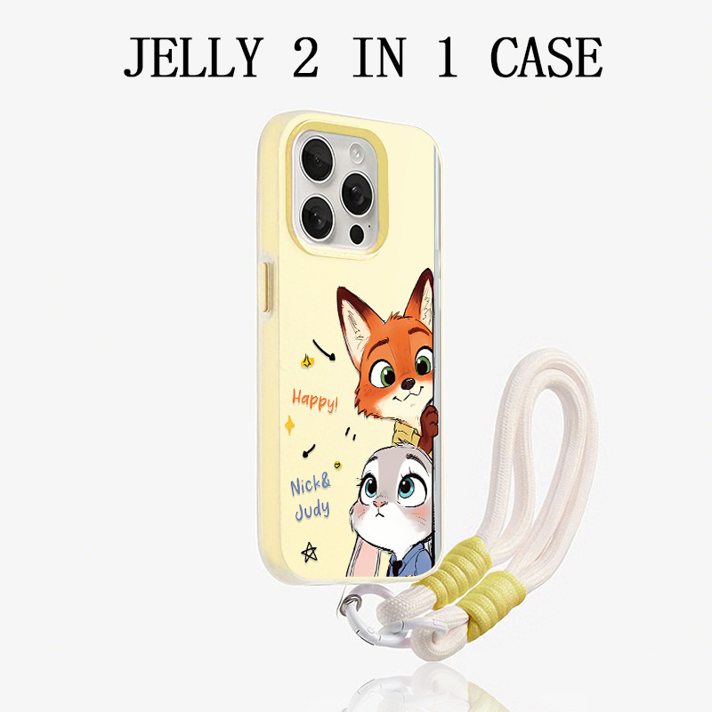 GANTUNGAN Jelly 2 In 1 สีเหลืองเชือกเส้นเล็กNick FoxและJudyกระต่ายปลอกVivo Y500 Z11 T5 Z11X Y31d Pro
