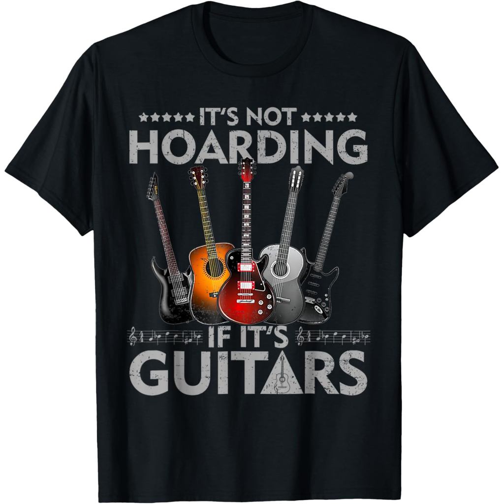 เสื้อยืดผ้าฝ้ายผู้ชาย Its Not Hoarding If Its Guitars Vintage T-Shirt