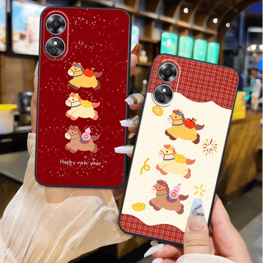 เคส Oppo A18 / A38 4G / A58 / A58 4G / A78 4G / A78 พิมพ์ลาย Lucky Tet Horse ป้องกันกล้อง