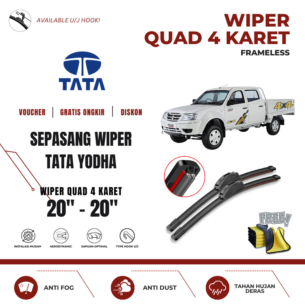 Tata Yoha Quad ที่ปัดน้ําฝนกระจกรถยนต์ฟรีผ้าไมโครไฟเบอร์