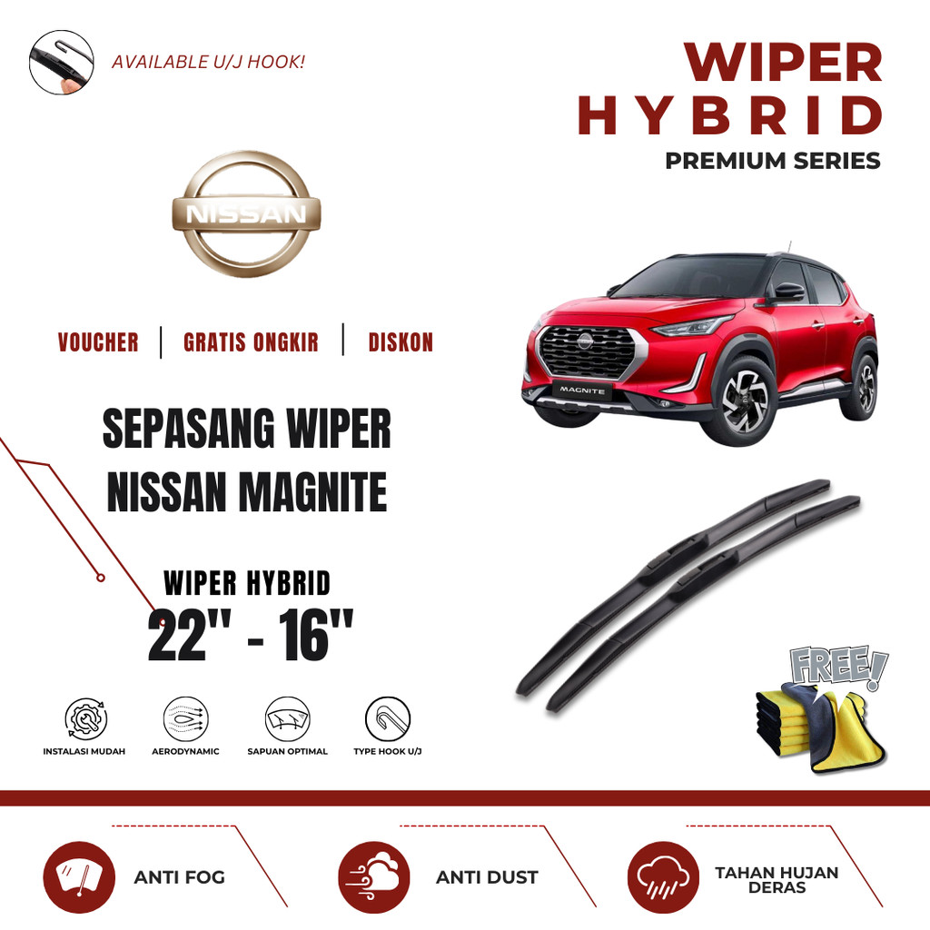 ที่ปัดน้ําฝนกระจกรถยนต์ Nissan Magnite Hybrid ฟรีผ้าไมโครไฟเบอร์