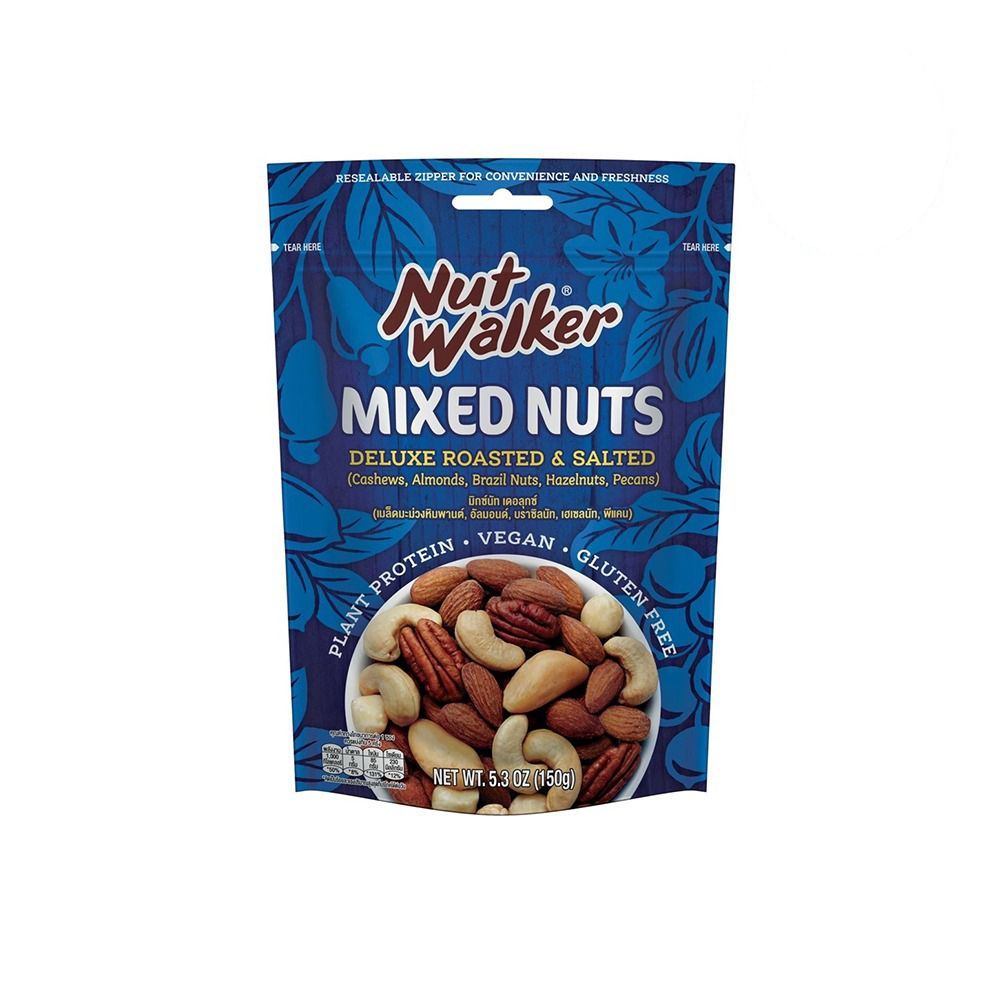 🐙 นัทวอล์คเกอร์ มิกซ์นัตเดอลุกซ์ 150ก. 🐟 NUT WALKER MIXED NUTS DELUXE SALTED 150G 🐞   🐒