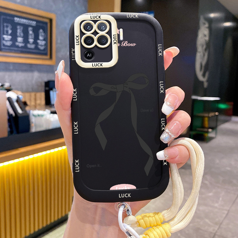 OPPO A94 Reno 5F Reno5 F Reno 5 Lite F19 Pro Case Bowknot Model พร้อมเชือกเส้นเล็ก