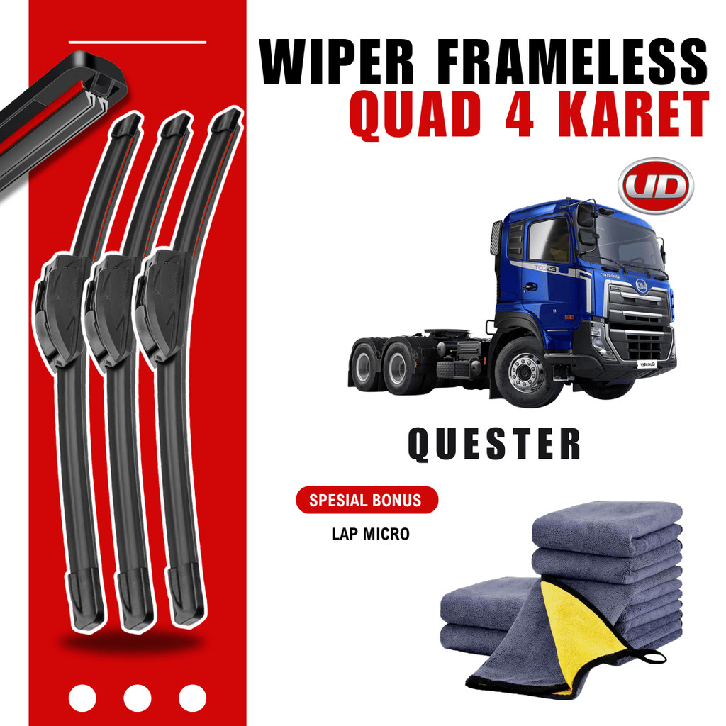 UD Trucks Quester Quad ที่ปัดน้ําฝนกระจกรถยนต์ฟรีผ้าไมโครไฟเบอร์