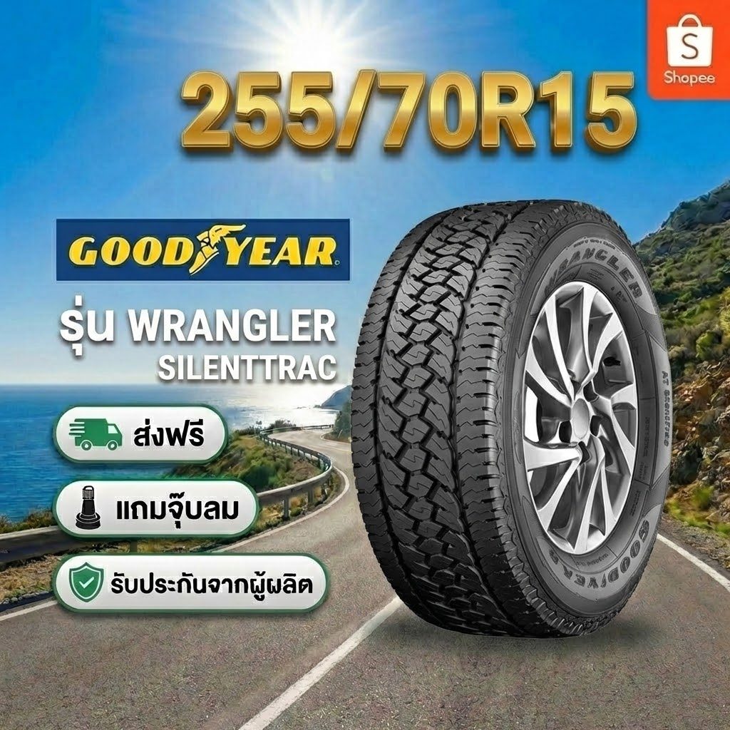ยาง 255/70R15 GOODYEAR WRANLER SILENTTRAC ราคาต่อเส้น  ปี 2026