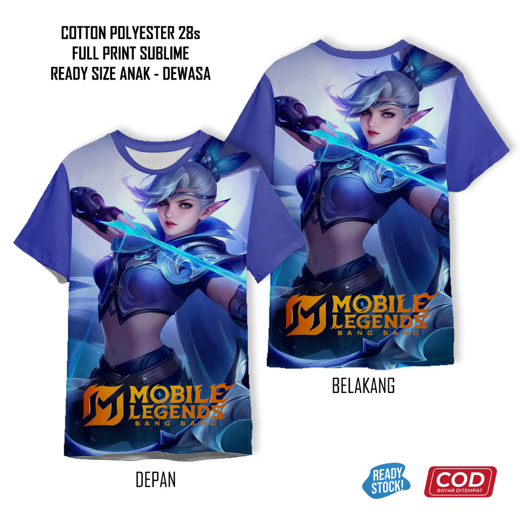 Mobile Legends Miya Zilong Dyrroth Akai Edora พิมพ์เต็มเสื้อยืดสุดเท่ | เสื้อผ้าเด็กและผู้ใหญ่ MLBB 