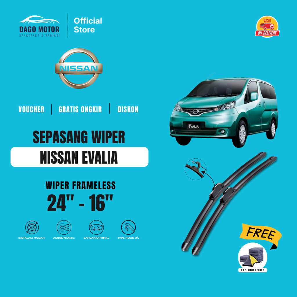 Nissan Evalia Frameless ที่ปัดน้ําฝนกระจกรถยนต์ฟรีผ้าไมโครไฟเบอร์