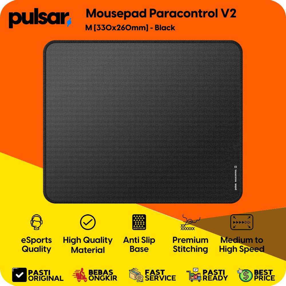 Pulsar Gaming Mousepad Paracontrol V2 Size M [330x260mm] สีดํา Professional Anti-Slip Esports Deskma
