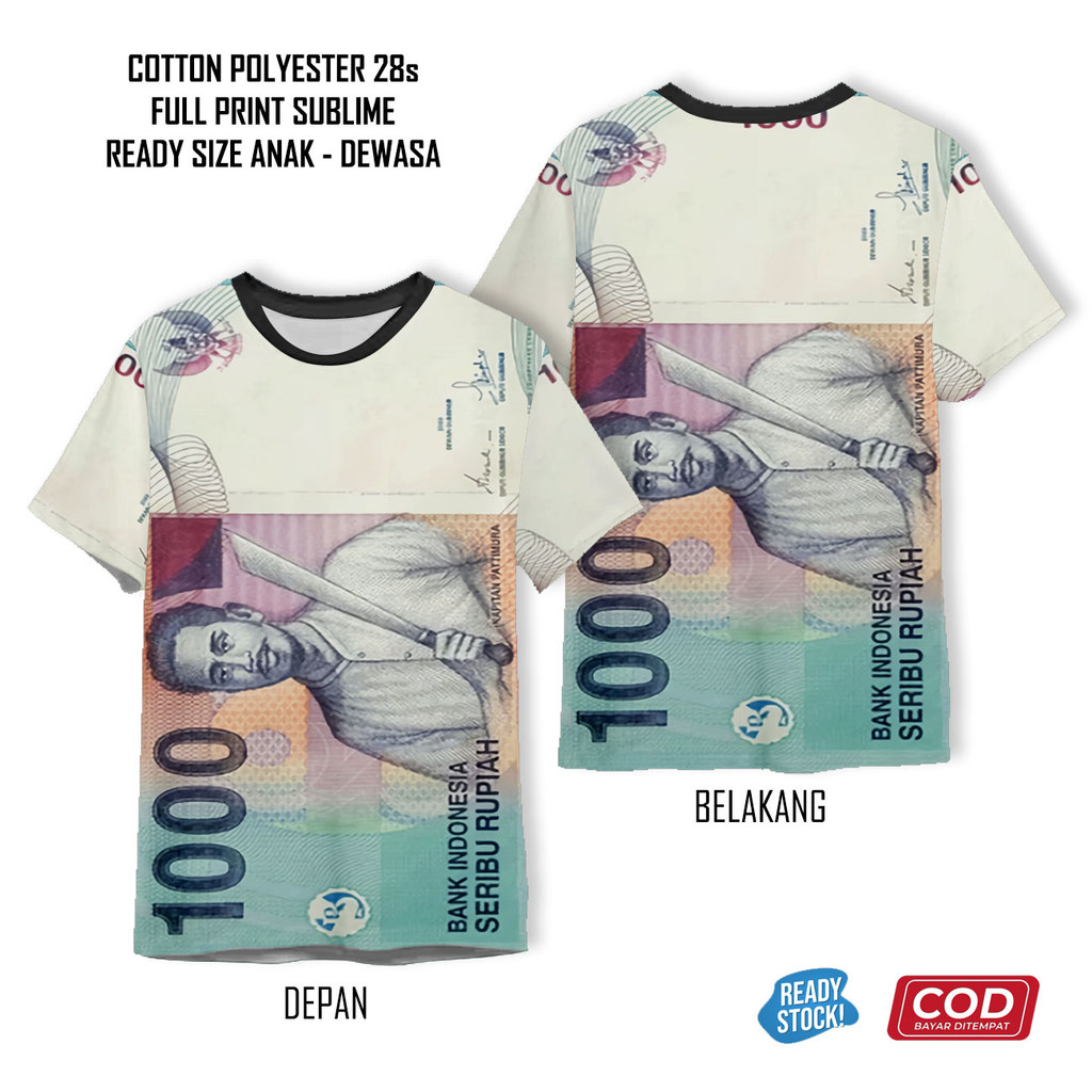 เสื้อยืดการพิมพ์เต็มรูปแบบสุดเท่ 1k Thousand Rupiah | เสื้อผ้า 3D Unisex สําหรับเด็กและผู้ใหญ่ - Sar