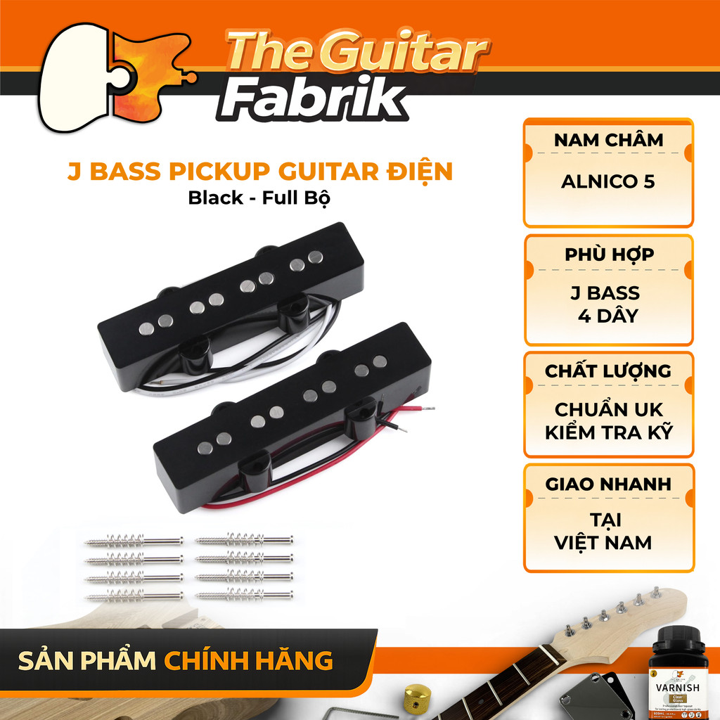 ชุดปิ๊กอัพ Jazz Bass รวมคอและสะพานสําหรับกีตาร์ไฟฟ้า J Bass 4 String - สีดํา - ครบชุด