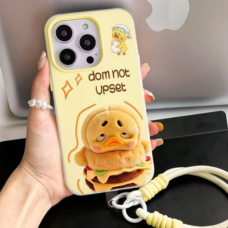 GANTUNGAN เป็ดสีเหลือง Burger Jelly แขวนสาย 2 In 1 ปลอก Vivo Y21D Y05 V70 Fe V60 Lite Y400 Y29 5G Z1