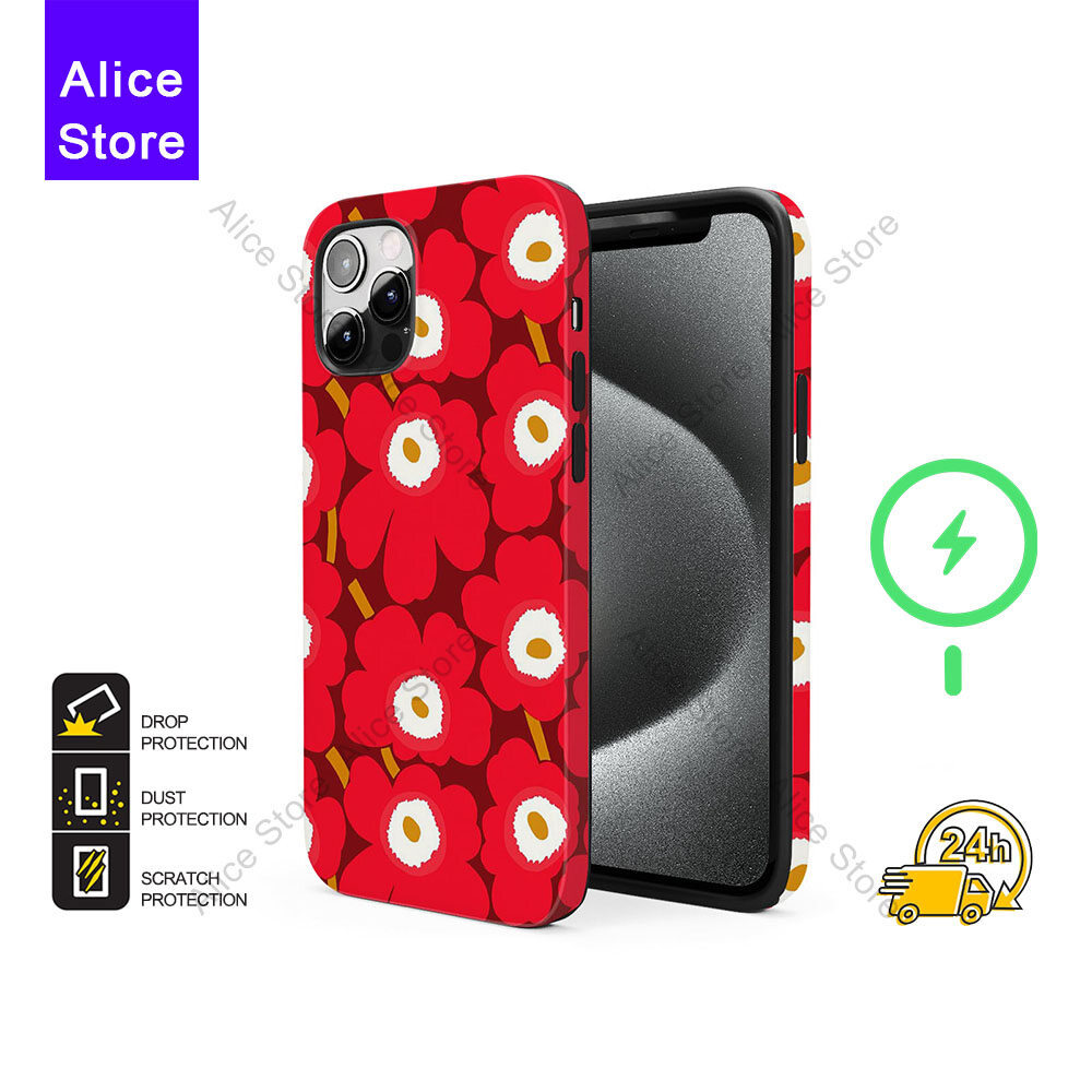 ดอกไม้เคสโทรศัพท์สําหรับ iPhone 17 Pro Max / iPhone 16 Pro Max / 15 Pro Max / 13 เคสป้องกัน M489