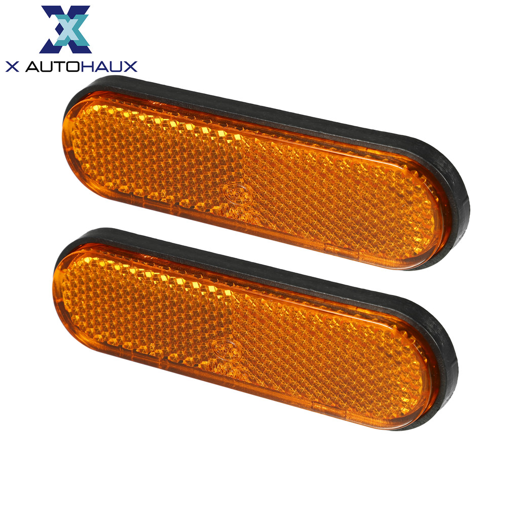 X AUTOHAUX แผ่นสะท้อนแสงรูปไข่สำหรับรถจักรยานยนต์ ขนาด 3.98"x1.18" จำนวน 2 ชิ้น ช่วยเพิ่มทัศนวิสัยและความปลอดภัยบนท้องถนน