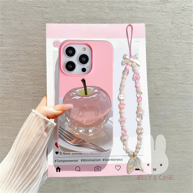 GANTUNGAN Jelly 2 In 1 Crystal Apple Lanyard Case Realme Note 80 C85 Pro Realme Note 70 C75 C71 Note