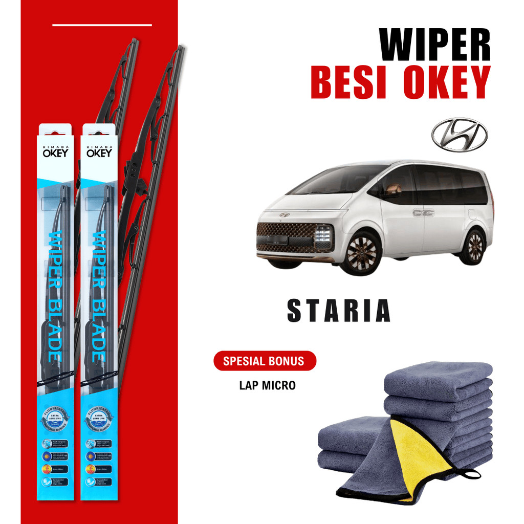 Hyundai Staria Conventional ที่ปัดน้ําฝนกระจกรถยนต์ฟรีผ้าไมโครไฟเบอร์