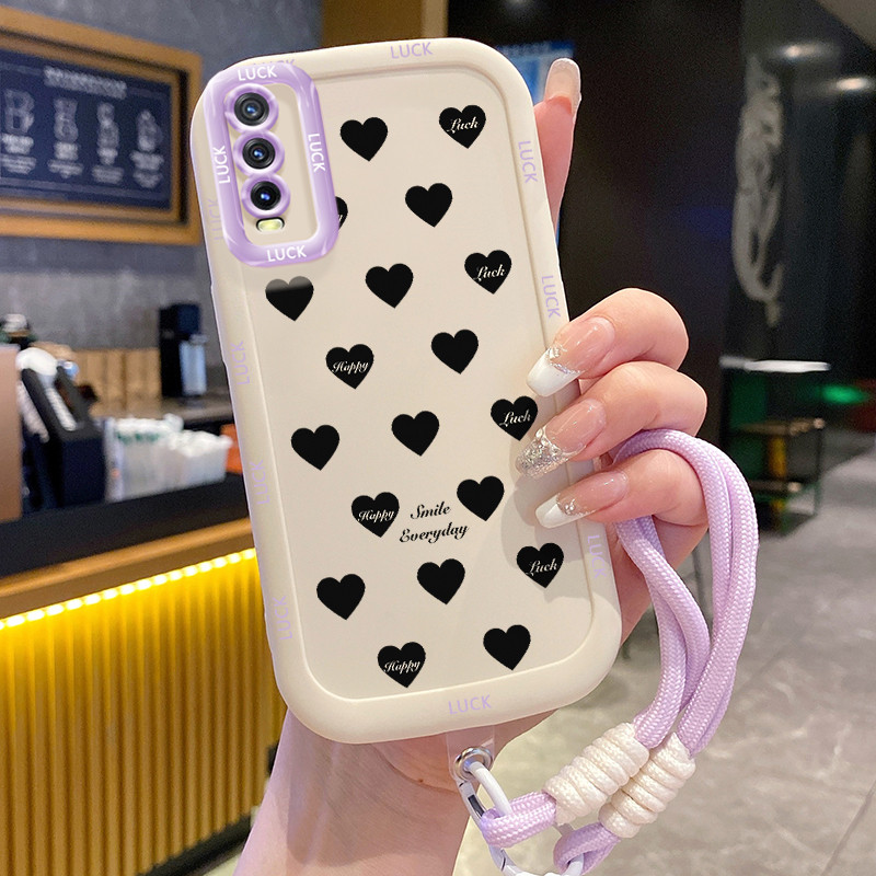 เคส VIVO Y20 Y20i Y20s Y20A Y20G Y12A Y12S Y11s เคส Black Love พร้อมเชือกเส้นเล็ก