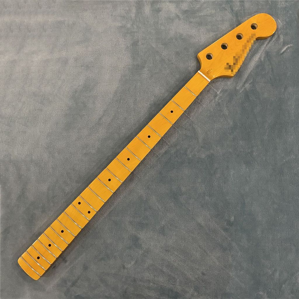 Maple Electric J Bass Guitar Neck Replacement 20 Frets Maple Fretboard Black Dot Inlay Yellow Glossy