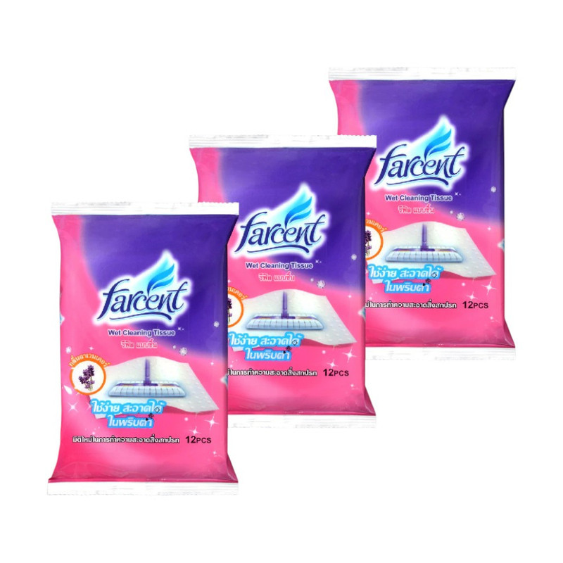 [3 ชิ้น] ฟาร์เซ็นท์รีฟิลไม้ถูพื้น - Farcent Cleaning Tissue เปียก-ลาเวนเดอร์ 4710731922002