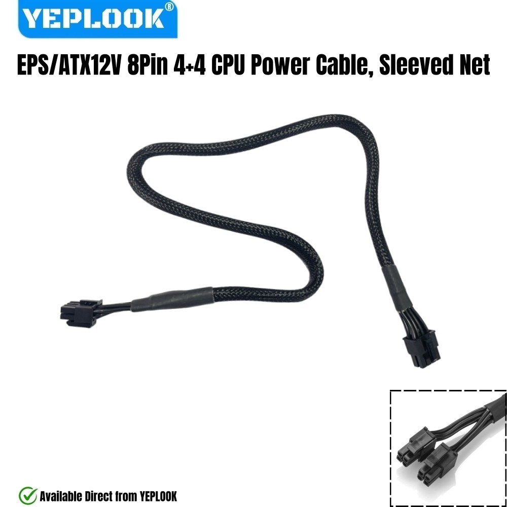 YEPLOOK สายไฟ CPU EPS/ATX12V 8Pin 4+4 ตาข่ายแขนสําหรับ Corsair RM1000x, RM850x, RM750x, RM650x, RM55