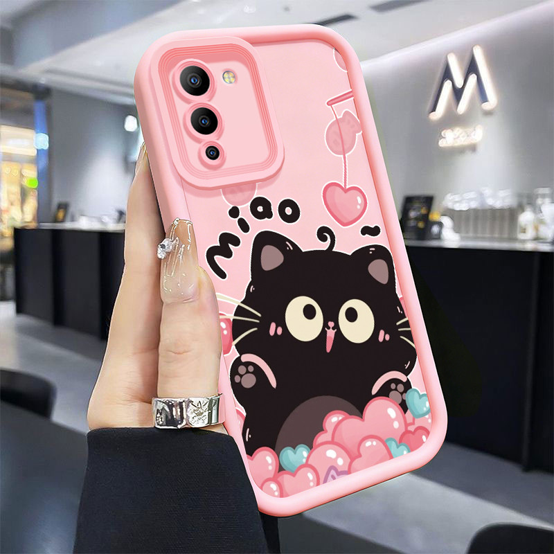 เคสโทรศัพท์ HP สําหรับ Infinix Note 12 G96 หมายเหตุ 12 Turbo G96 กรณีแมวดําการ์ตูนเคสซิลิโคนป้องกันแ