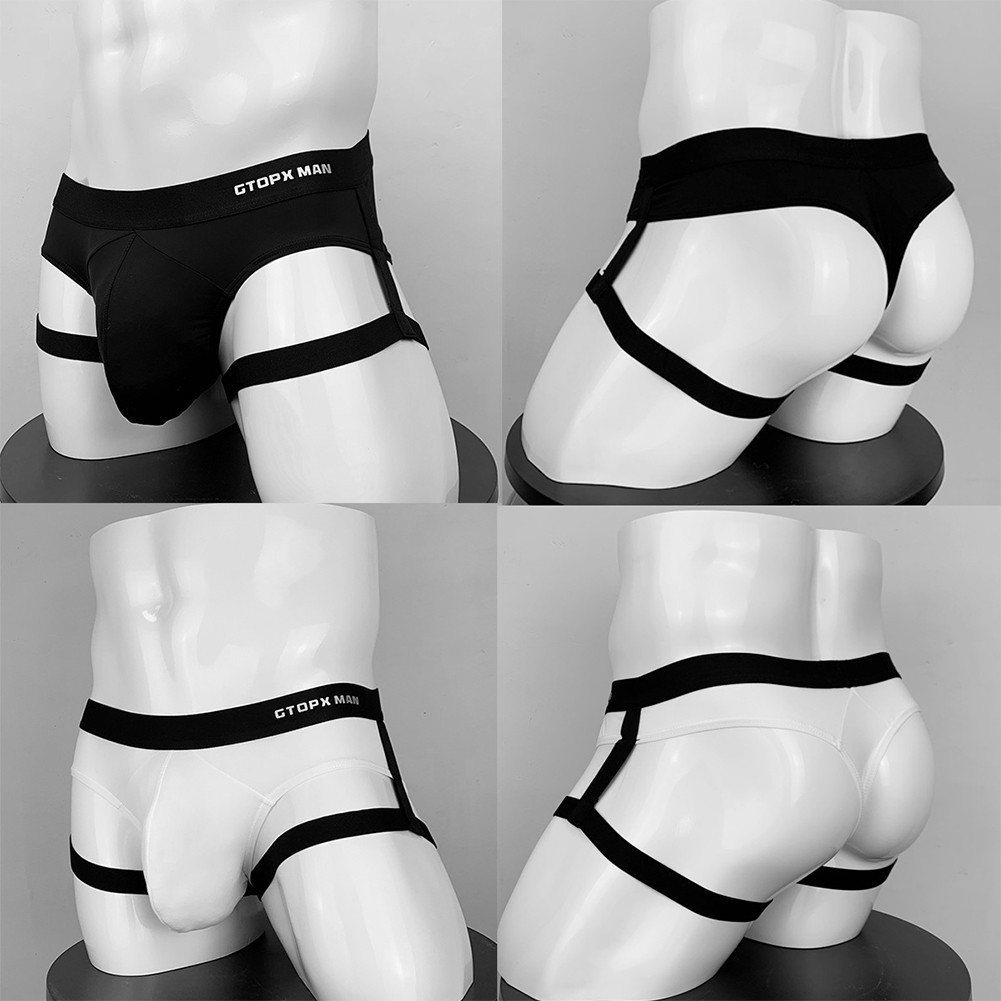 ชุดชั้นใน Jockstrap ดีไซน์ระบายอากาศเย็นสบาย มีขอบวงกลมสีทองหรูหรา