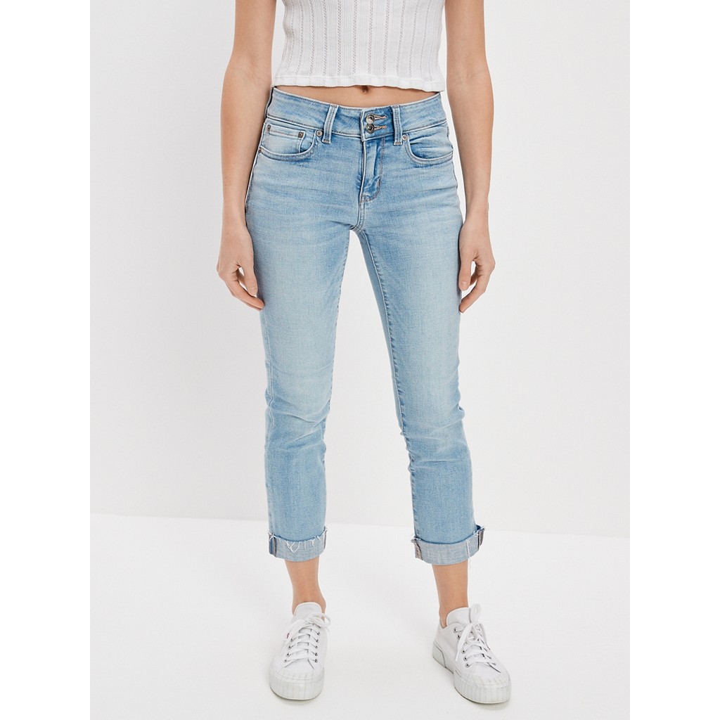 American Eagle กางเกงยีนส์ผู้หญิง ARTIST CROP JEANS สี ICED LIGHT INDIGO - 043-4345-980