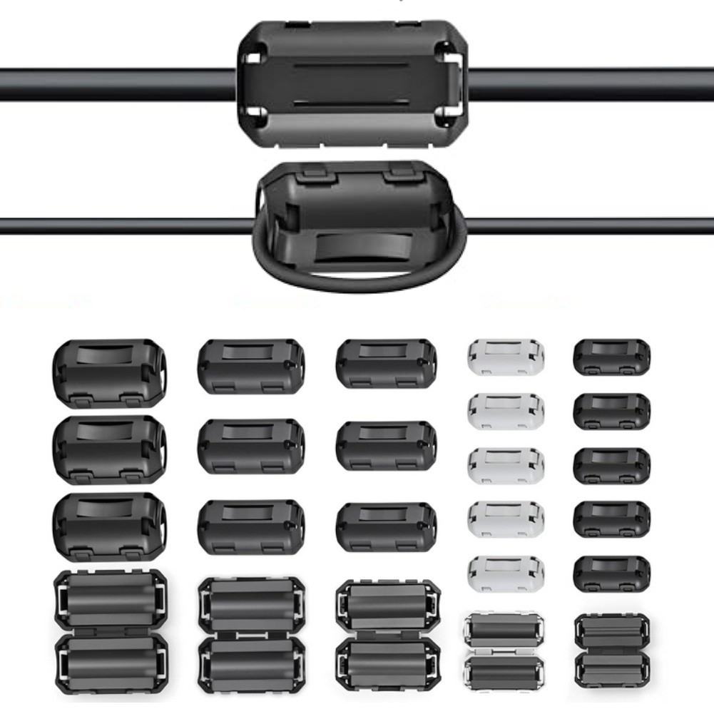 APRTY 24 ชิ้น Ferrite ลูกปัด Snap-on Ferrite Choke kit สําหรับตัวกรอง RFI (3.5-13 มม.)