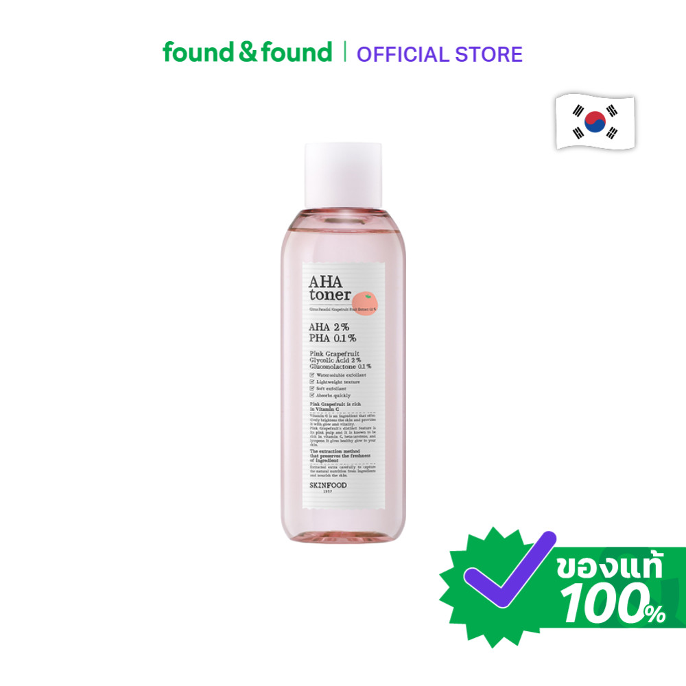 Skinfood Pink Grapefruit AHA Toner 200ml โทนเนอร์ AHA ผลัดผิวใส found & found