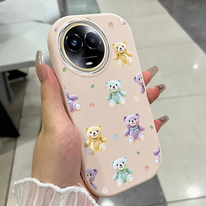 เคสสำหรับ Realme 11 5G 11X 5G C67 5G Narzo 60X 5G เคสโทรศัพท์หมีแมวขนมหวานกันกระแทกกลมและอ้วน