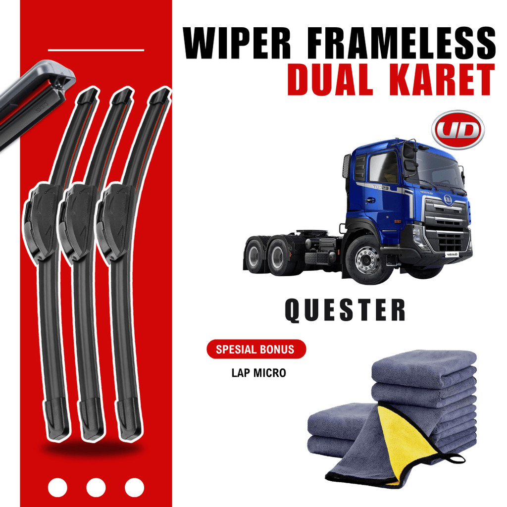 UD Trucks Quester Dual Car Windshield Wiper ฟรีผ้าไมโครไฟเบอร์