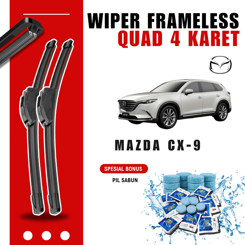 Mazda Cx-9 Quad ที่ปัดน้ําฝนกระจกรถยนต์ฟรี 5 เม็ดสบู่