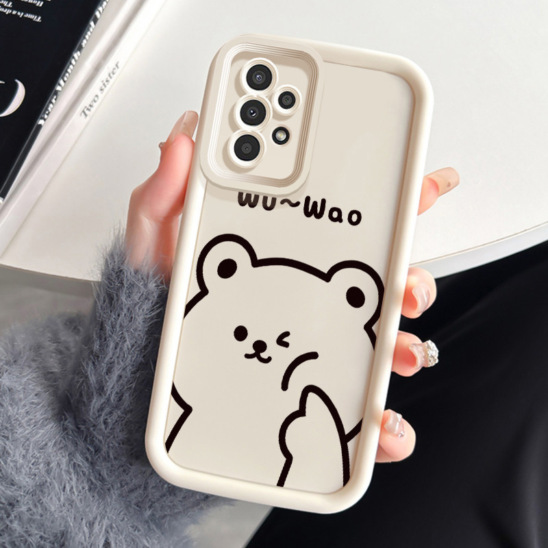 เคสสำหรับ Samsung A13 4G A13 Lite A13 5G A04s เคสโทรศัพท์หมีแมวสามสีซิลิโคนกันกระแทก