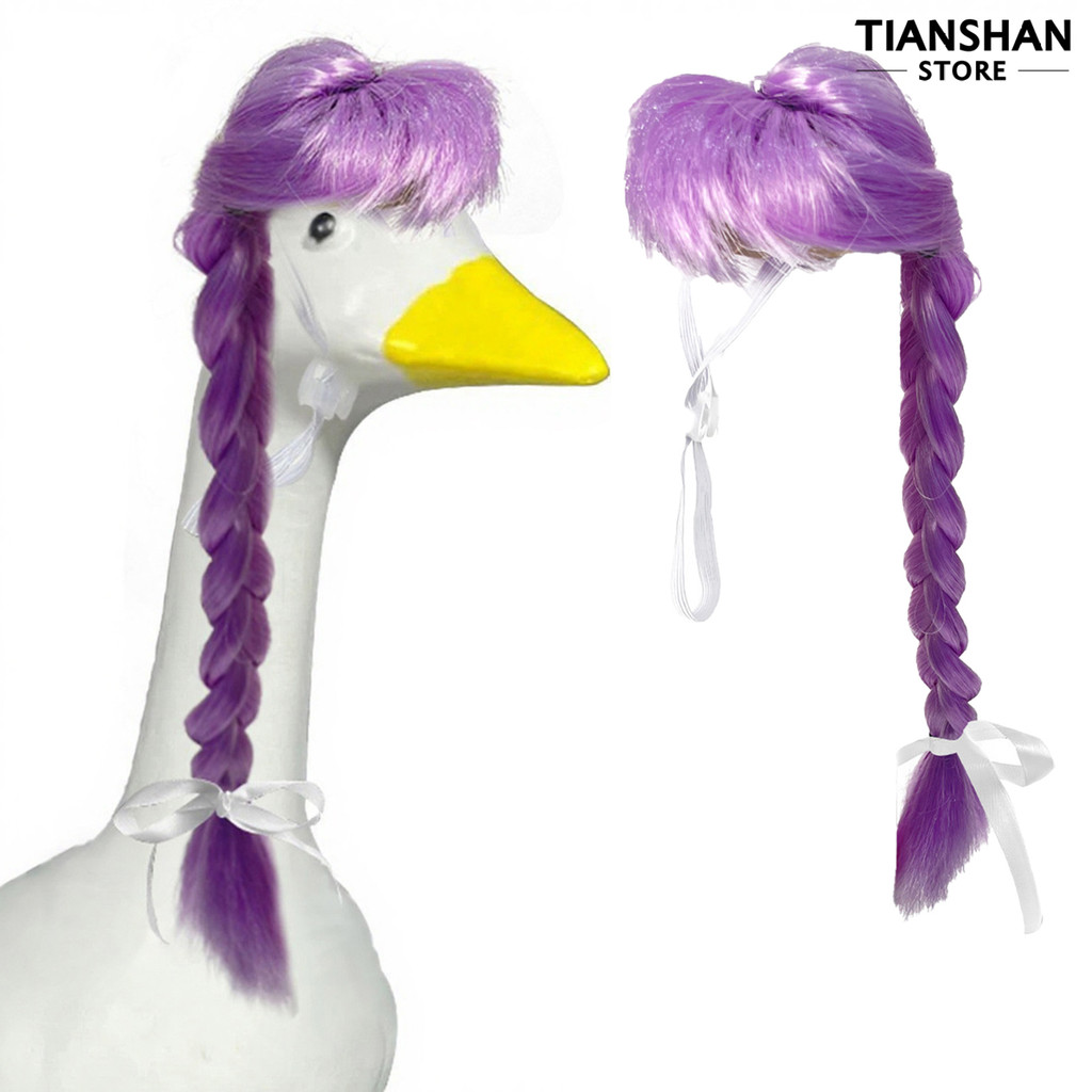 Porch Tianshan Goose วิกผมน่ารัก Goose รูปปั้น Braid วิกผมตลก Double Braids ปรับวงยืดหยุ่นสําหรับสนา