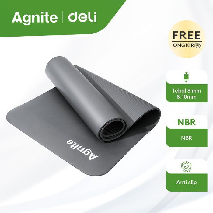 Agnite เสื่อโยคะ / Yoga Matt NBR ความหนา 8mm 10mm ยาว 61 cm ER202 Muscle