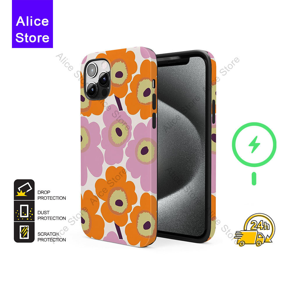 ดอกไม้เคสโทรศัพท์สําหรับ iPhone 17 Pro Max / iPhone 16 Pro Max / 15 Pro Max / 13 เคสป้องกัน M503