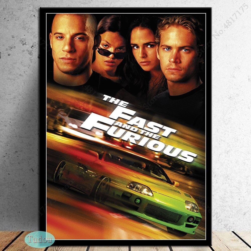โปสเตอร์ Fast and Furious ภาพยนตร์คลาสสิก Series Paul Walker Vin Diesel Art ภาพวาดผ้าใบวินเทจ 0711 P